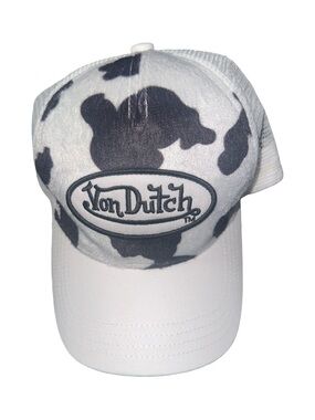 Von Dutch White & Black Cow Pattern Trucker Cap